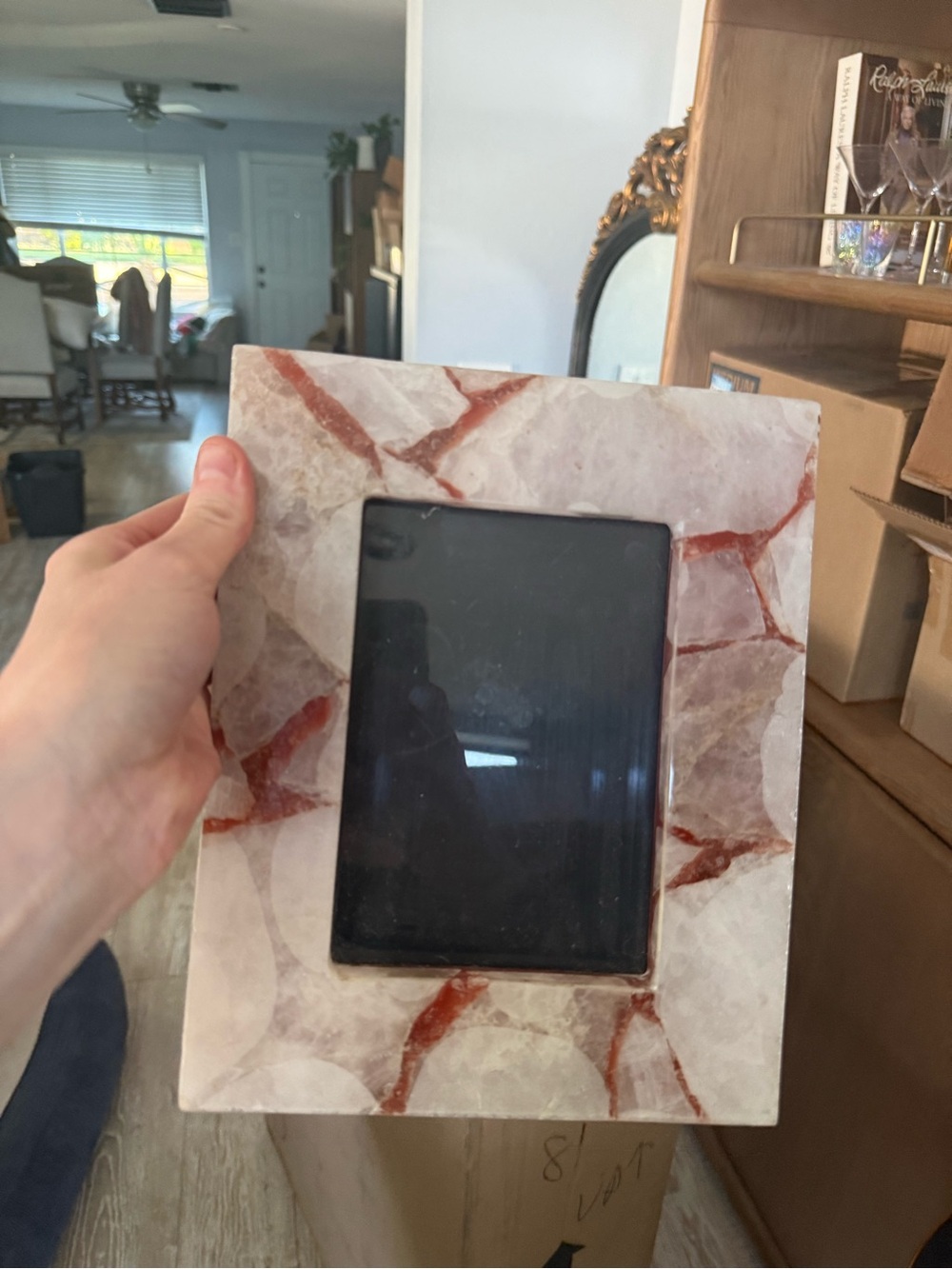 Rose Quartz Stone 5x7 Picture Frame